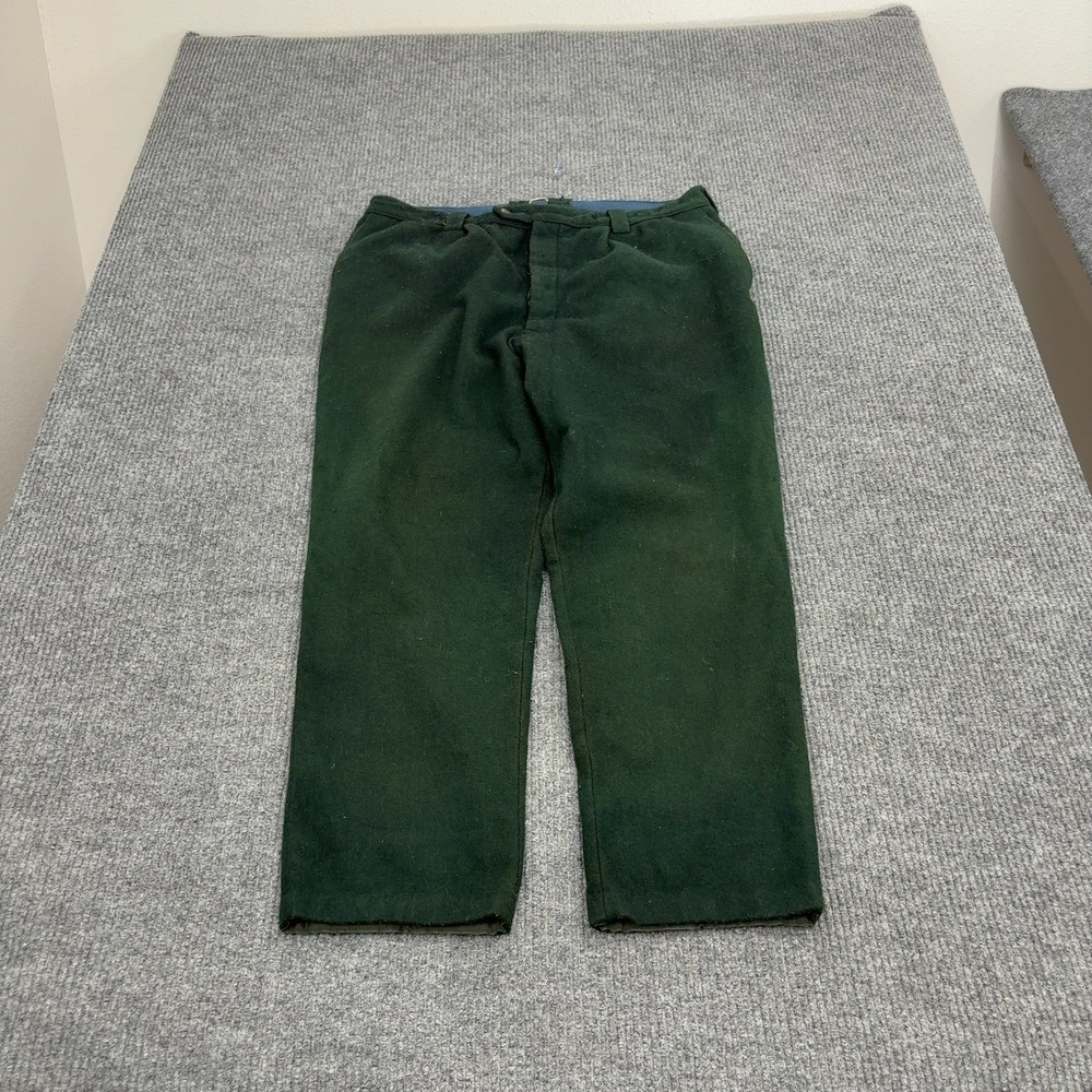 Vintage Wool Hunting Pants Men 38x28 Forest Green Heavyweight Field Outdoor Work